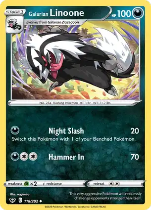 Galarian Linoone 118/202 Sword & Shield