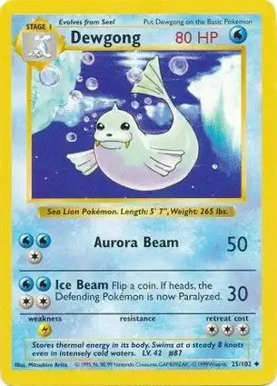 Dewgong 25/102 Base Set Shadowless