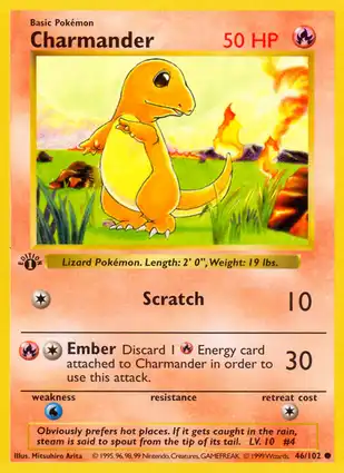 Charmander 46/102 Base Set 1st Edition