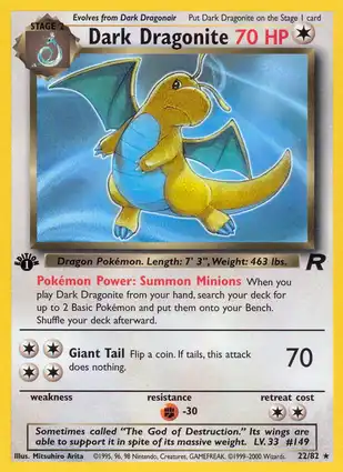 Dark Dragonite 22/82 Team Rocket 1st Edition