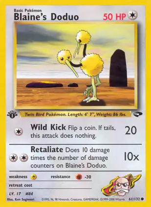 Blaine's Doduo 61/132 Gym Challenge 1st Edition
