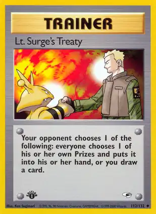 Lt. Surge's Treaty 112/132 Gym Heroes 1st Edition