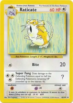 Raticate 40/102 Base Set Unlimited