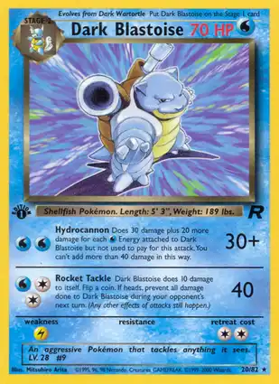 Dark Blastoise 20/82 Team Rocket 1st Edition