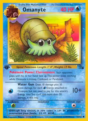 Omanyte 52/62 Fossil 1st Edition