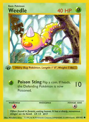 Weedle 69/102 Base Set 1st Edition