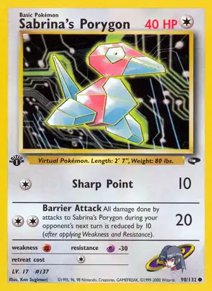 Sabrina's Porygon 98/132 Gym Challenge 1st Edition