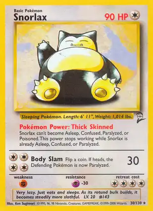 Snorlax 30/130 Base Set 2