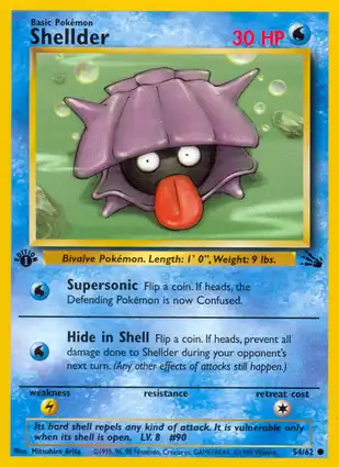 Shellder 54/62 Fossil 1st Edition