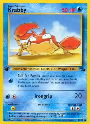 Krabby 51/62 Fossil 1st Edition
