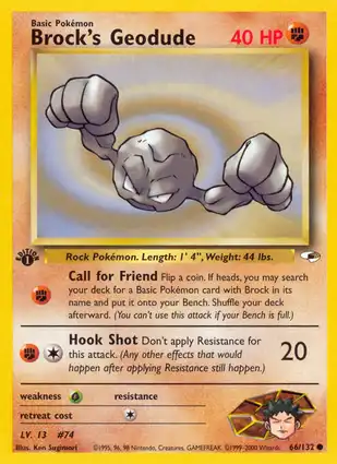 Brock's Geodude 66/132 Gym Heroes 1st Edition