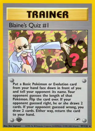 Blaine's Quiz #1 97/132 Gym Heroes 1st Edition