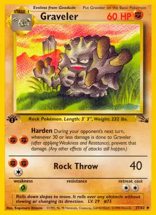 Graveler 37/62 Fossil 1st Edition