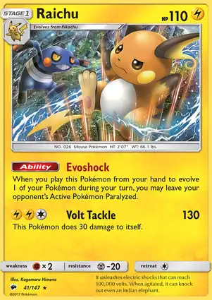 Raichu 41/147 Burning Shadows