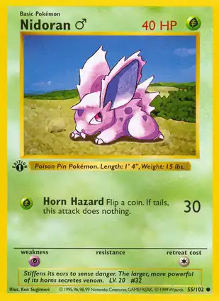 Nidoran ♂ 55/102 Base Set 1st Edition