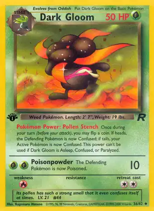 Dark Gloom 36/82 Team Rocket 1st Edition
