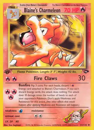 Blaine's Charmeleon 31/132 Gym Challenge 1st Edition