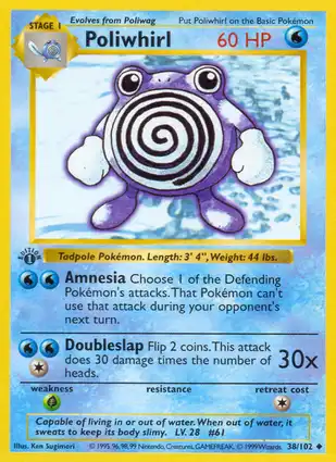 Poliwhirl 38/102 Base Set 1st Edition