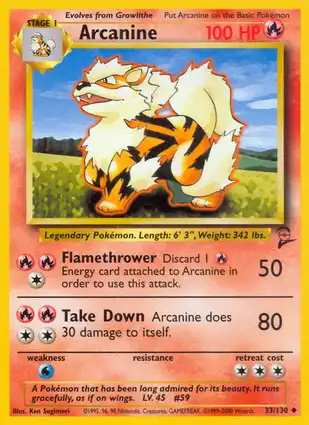 Arcanine 33/130 Base Set 2