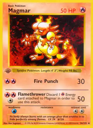 Magmar 36/102 Base Set 1st Edition
