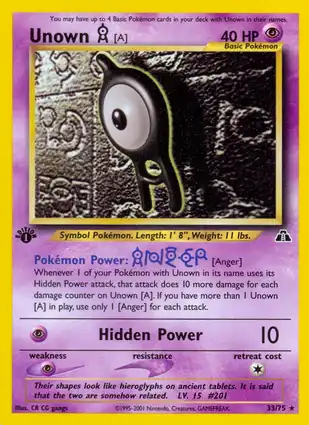 Unown [A] 33/75 Neo Discovery 1st Edition