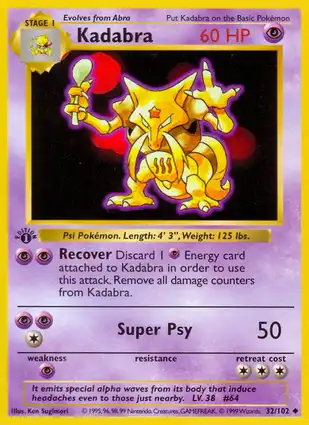 Kadabra 32/102 Base Set 1st Edition
