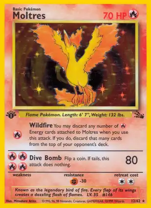 Moltres 12/62 Fossil 1st Edition