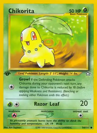 Chikorita 54/111 Neo Genesis 1st Edition