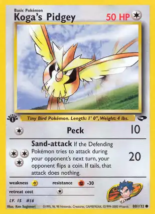 Koga's Pidgey 80/132 Gym Challenge 1st Edition