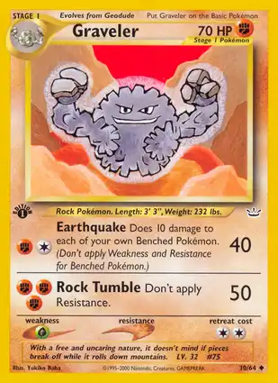 Graveler 30/64 Neo Revelation 1st Edition