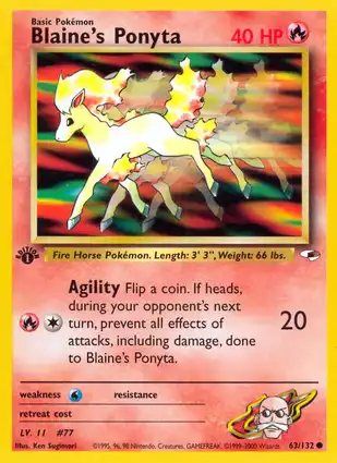 Blaine's Ponyta 63/132 Gym Heroes 1st Edition