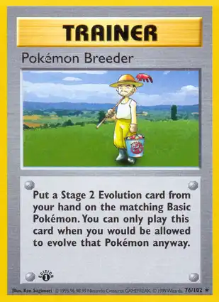 Pokémon Breeder 76/102 Base Set 1st Edition