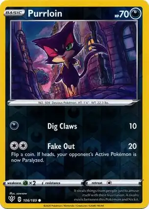 Purrloin 106/189 Darkness Ablaze