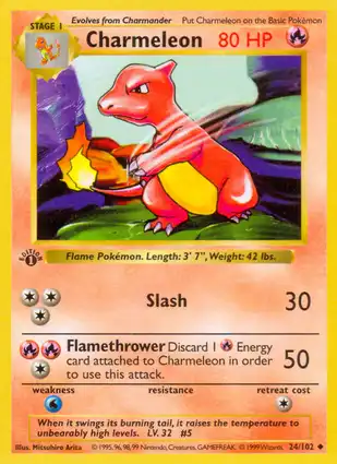 Charmeleon 24/102 Base Set 1st Edition