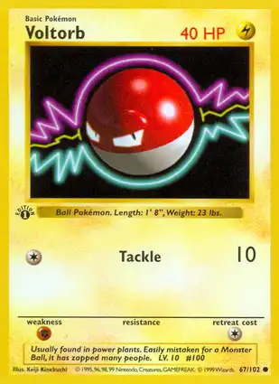 Voltorb 67/102 Base Set 1st Edition