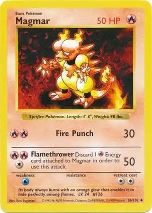 Magmar 36/102 Base Set Shadowless