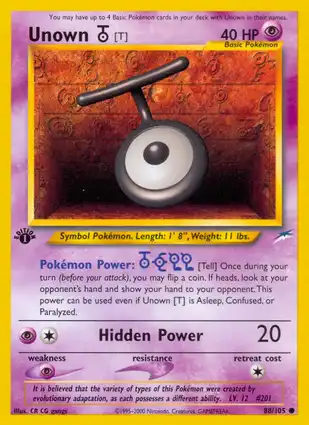 Unown [T] 88/105 Neo Destiny 1st Edition