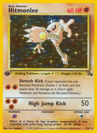 Hitmonlee 7/62 Fossil 1st Edition