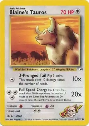 Blaine's Tauros 64/132 Gym Heroes