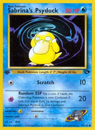 Sabrina's Psyduck 99/132 Gym Challenge 1st Edition