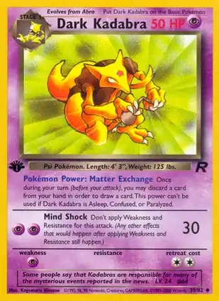 Dark Kadabra 39/82 Team Rocket 1st Edition