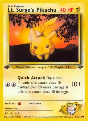 Lt. Surge's Pikachu 84/132 Gym Challenge 1st Edition