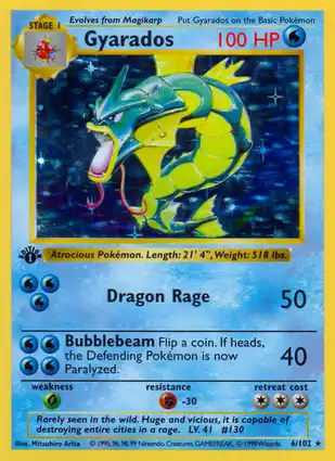 Gyarados 6/102 Base Set 1st Edition