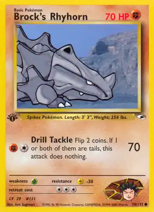Brock's Rhyhorn 70/132 Gym Heroes 1st Edition