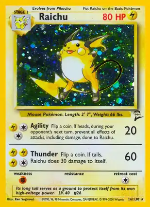 Raichu 16/130 Base Set 2