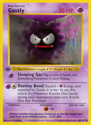 Gastly 50/102 Base Set 1st Edition