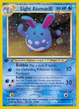 Light Azumarill 13/105 Neo Destiny 1st Edition