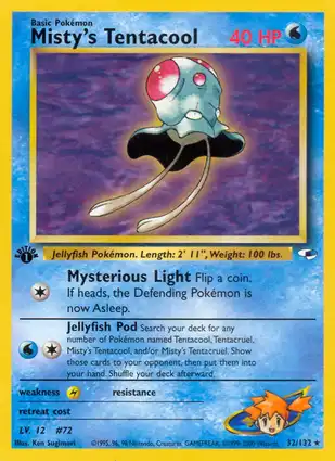 Misty's Tentacool 32/132 Gym Heroes 1st Edition