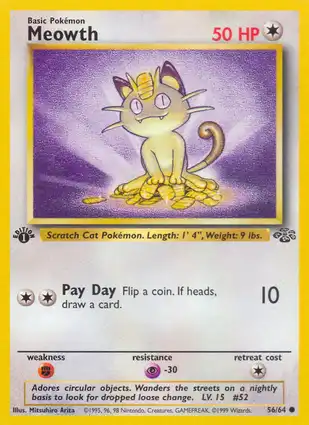 Meowth 56/64 Jungle 1st Edition