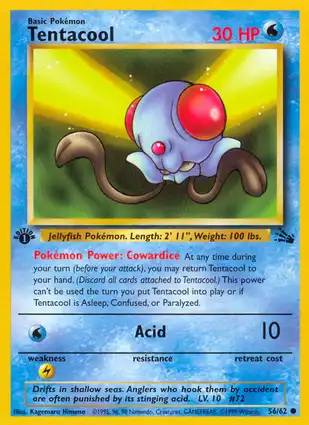 Tentacool 56/62 Fossil 1st Edition